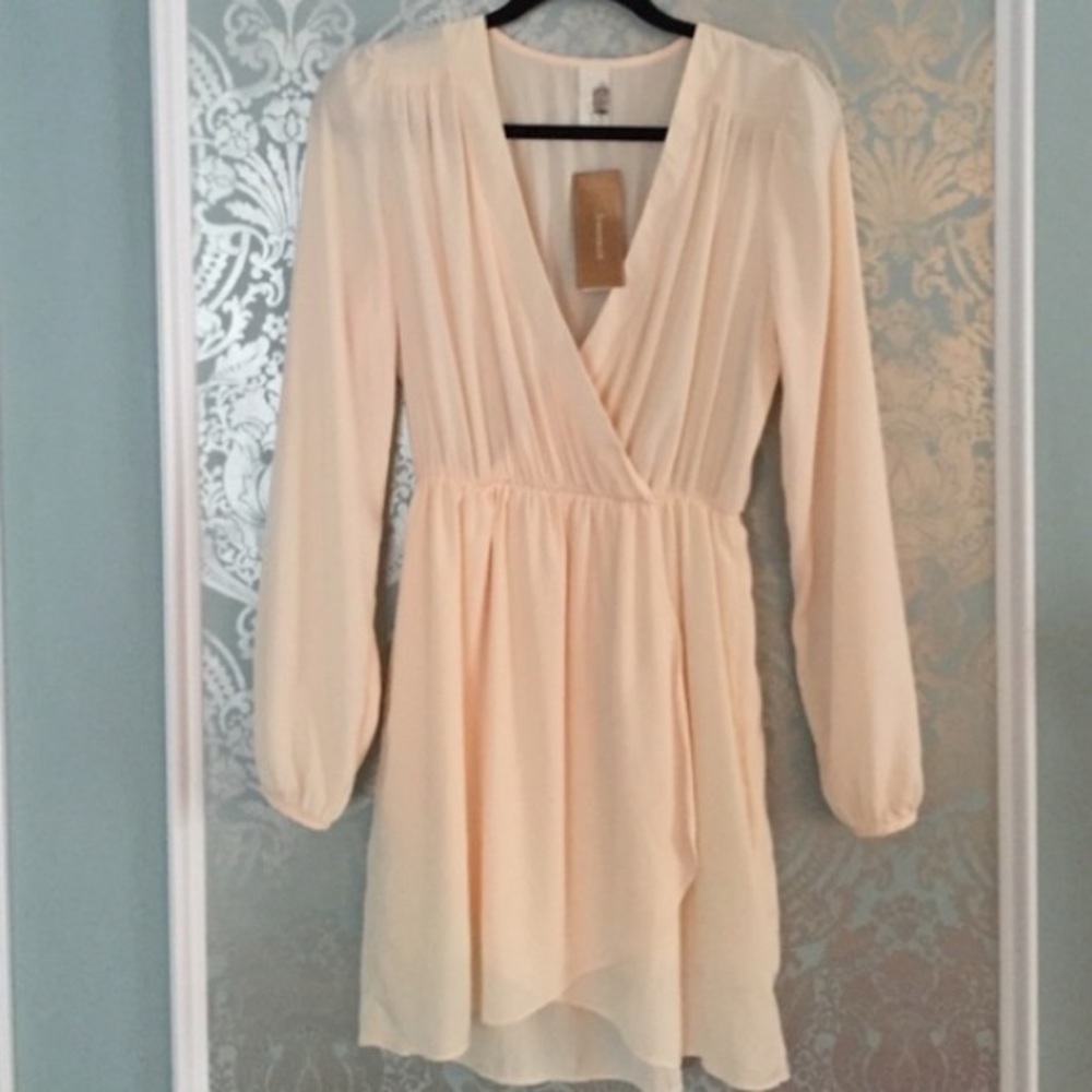 Cream faux wrap dress
